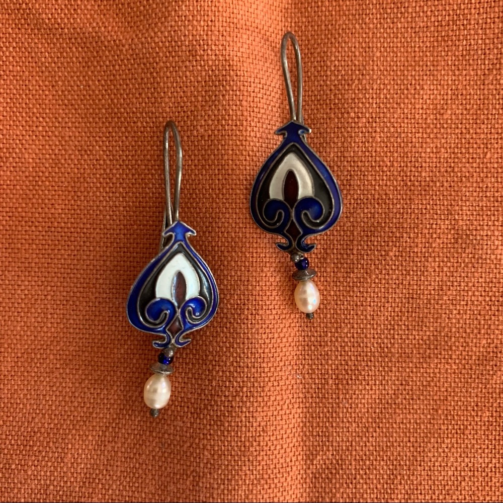 Art Deco enamel drop earrings